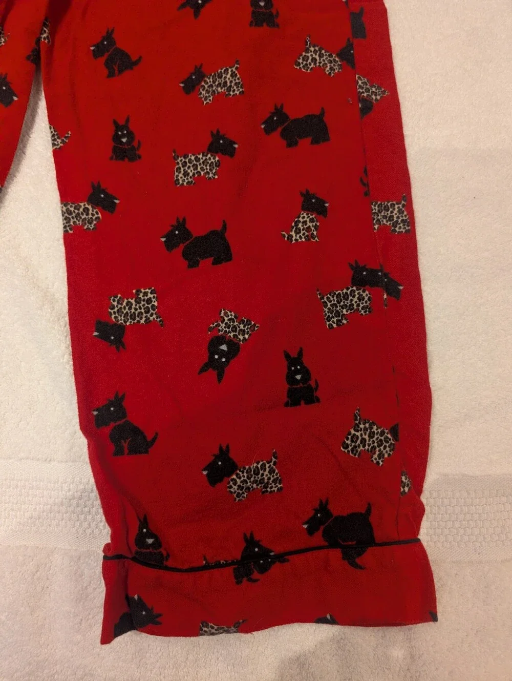 Vintage Adonna Red Scottie Dog 100% Cotton 2-Piece Pajama Set Large